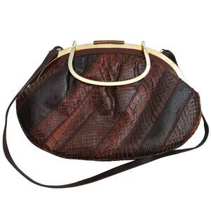 vtg SUSAN GAIL snakeskin leather frame clutch bag